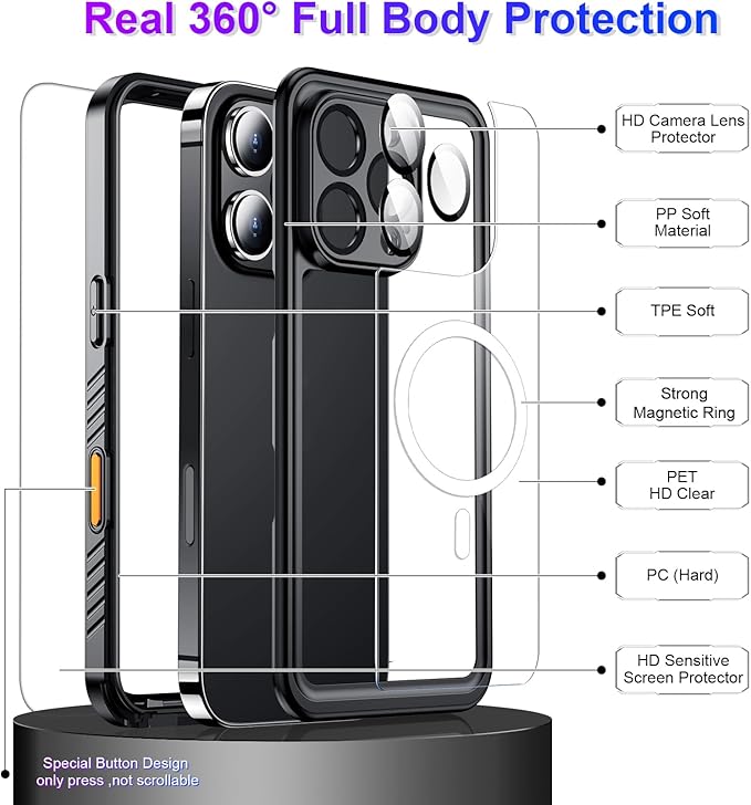 Temdan Compatible with iPhone 16 Pro Case Waterproof, Compatible with MagSafe - Image 5