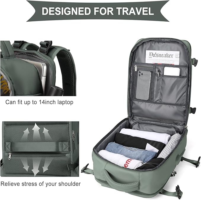WONHOX Large Travel Backpack Carry on Flight Approved Laptop Work Business - Image 8