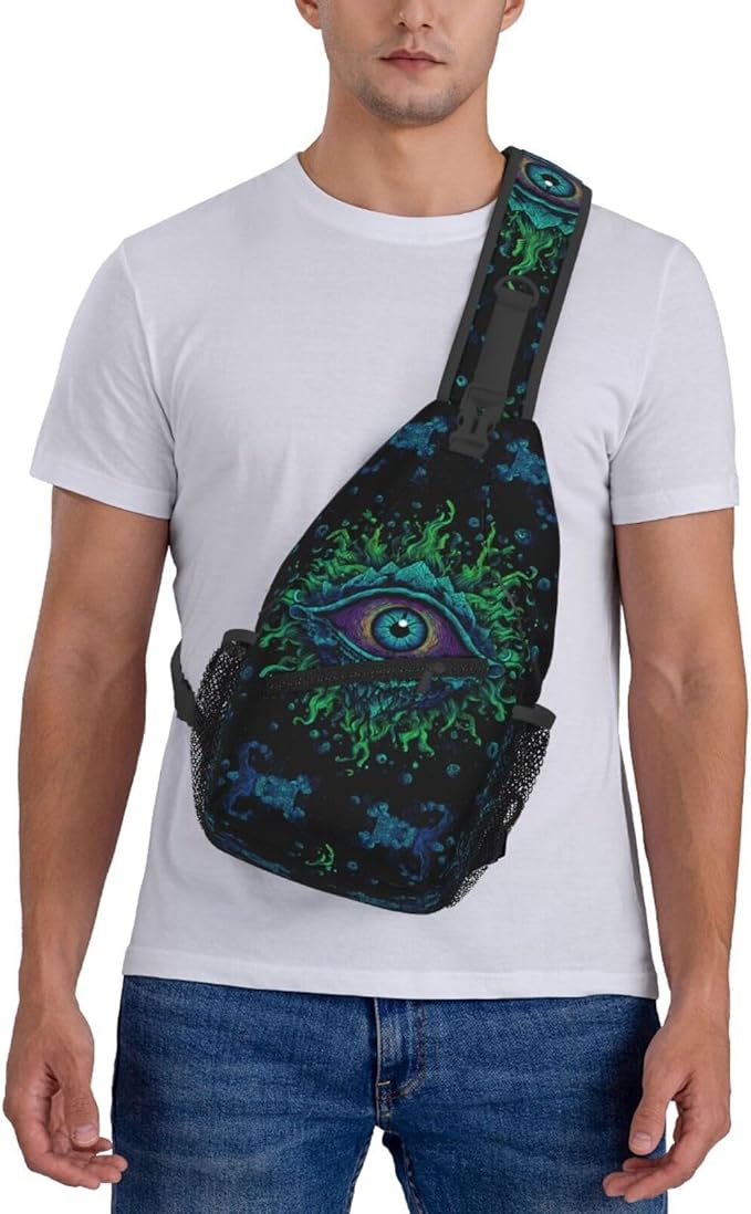 Psychadelic Trippy Art Sling Bag Crossbody Travel Hiking Chest Backpack - Image 7