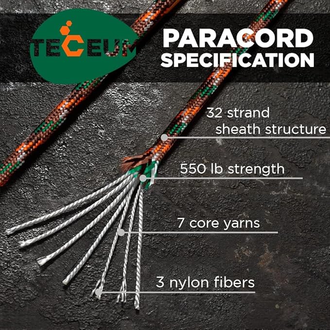 TECEUM 5/32" Paracord Rope 1000 – 1000ft / 200ft / 100ft / 50ft – Tactical - Image 2
