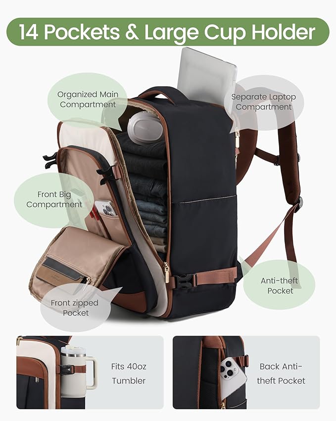LOVEVOOK 50L Travel Backpack for Women & Men, Airline Approved Carry On Backpack - Image 4