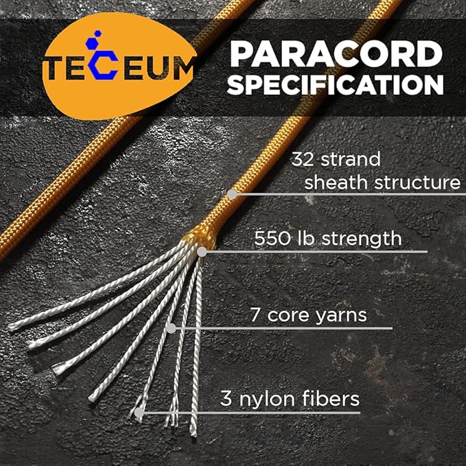 TECEUM Reflective Paracord Rope 1000 – 1000ft/200ft/100ft/50ft – 40+ Colors – - Image 2