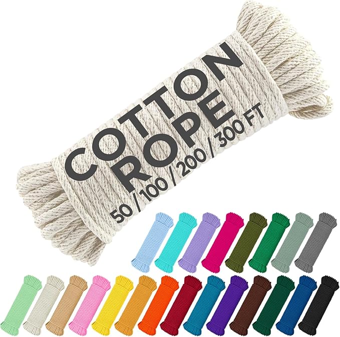 TECEUM 500lb Cotton Rope 3/16” – 50 FT | 100 FT– Strong All-Purpose Braided by TECEUM