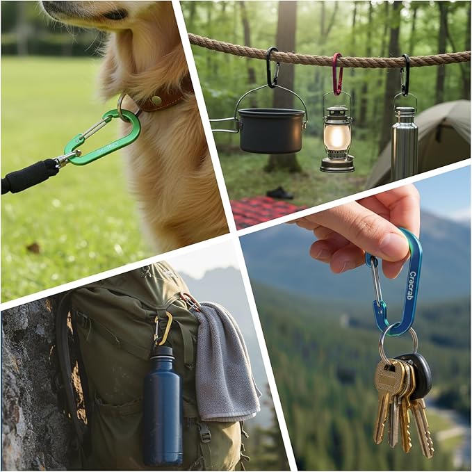 12Pcs Carabiner Clips Assorted Sizes Pack, Includes Small Medium Large - Image 3