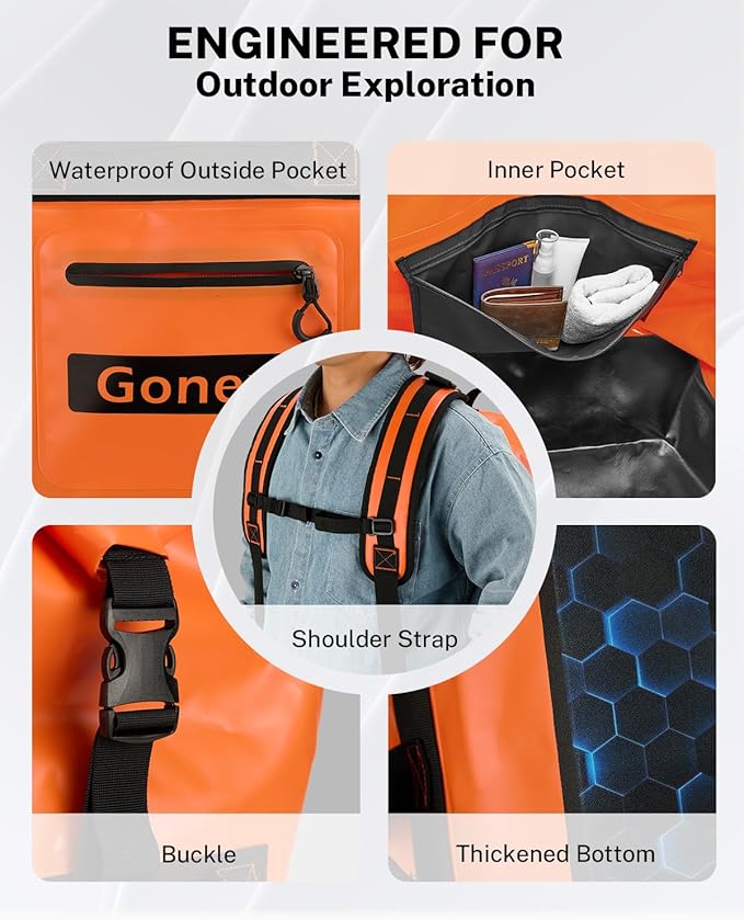 Gonex Waterproof Duffel Bag, 150L Heavy Duty Dry Duffle Bag - Image 5