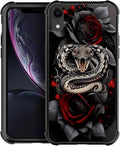 for iPhone XR Case, Entwined Rose Snake Pattern Graphic Design Girl Boy Soft by FKBRCL4U