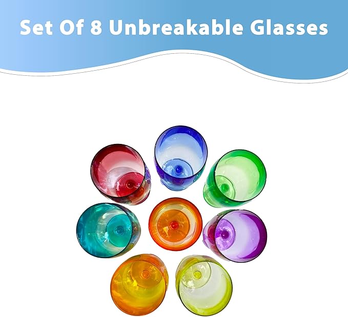 Lily's Home Unbreakable Plastic Wine Glasses Set of 8, 12 oz Shatterproof - Image 3