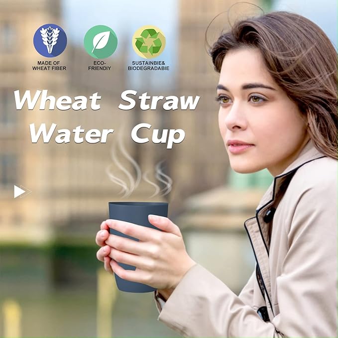 Wrova Wheat Straw Cups 6 PCS Good Alternative to Plastic Reusable Cups 20 oz - Image 6