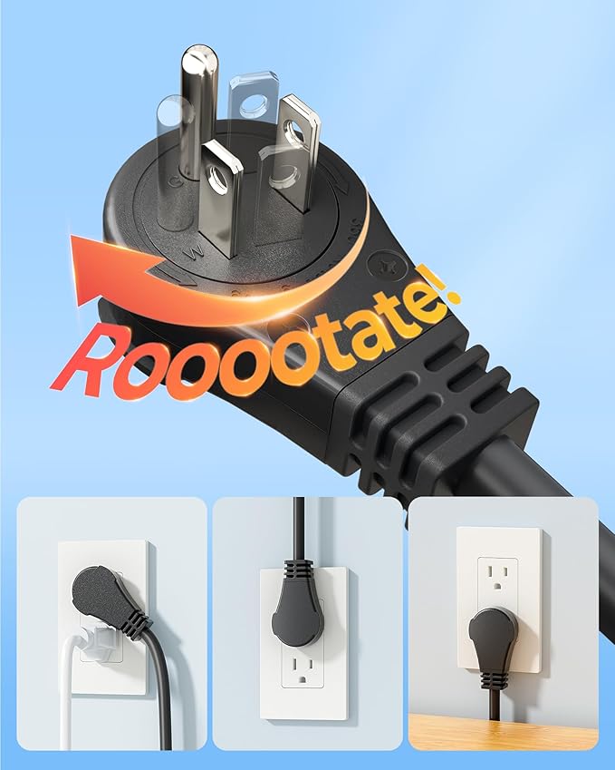 DEWENWILS 360° Rotating Flat Plug Extension Cord, 15FT Black Extension Cord - Image 4