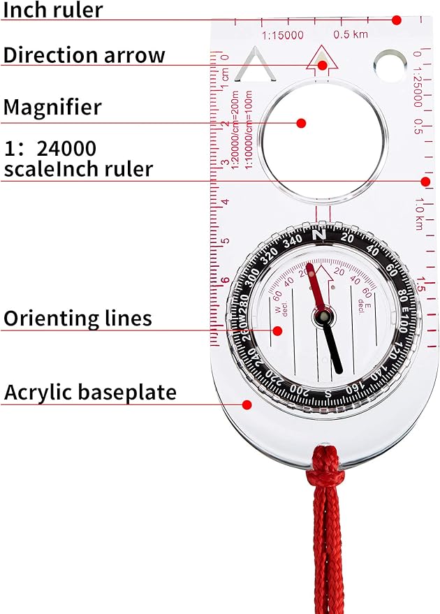 Gejoy 6 Pieces Orienteering Compass Bulk Scout Compass - Image 3