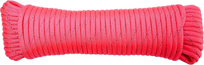 Paracord Rope, Reflective III Parachute Cord 7 Strand Core 550lb, 100ft Pink by LUOPUTUO
