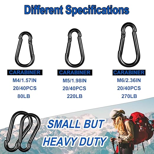 20PCS M4 Heavy Duty Carabiner Clip, 1.57Inch Snap Hook Quick Link Small - Image 5