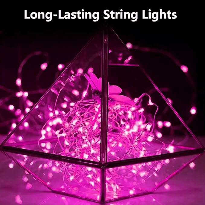 4-Pack 50 LED Pink Fairy Lights Battery Operated - Image 2