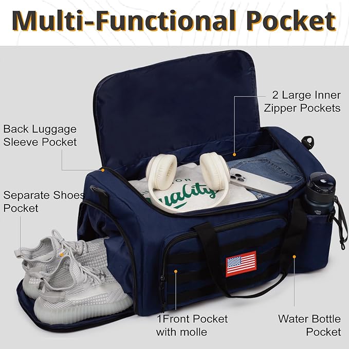 Tactical Gym Bag for Men, 60L Large Capacity Duffle Bags - Image 3