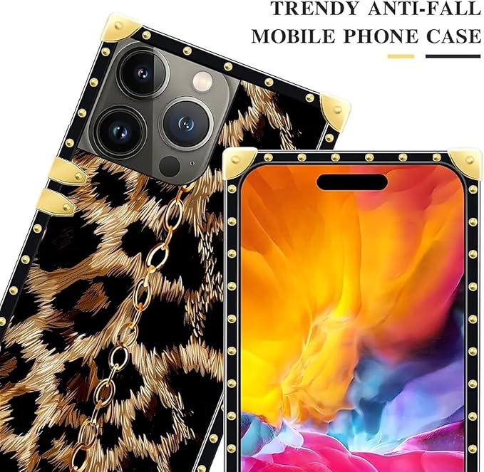 Compatible with iPhone 15 Pro Case, Seamless Gold Chain Leopard Luxury Golden - Image 4