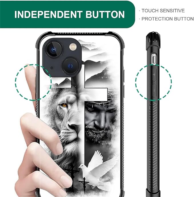 for iPhone 14 Plus Case, Lion Cross Jesus Christ Dove Pattern Made of Soft - Image 5