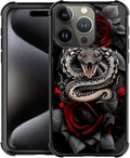 for iPhone 16 Pro Case, Entwined Rose Snake Pattern Graphic Design Girl Boy by FKBRCL4U