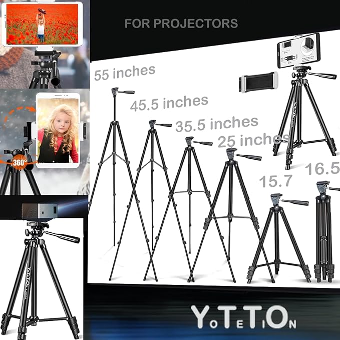 55" Aluminum Phone & Camera Tripod, Extendable Cell Phone Tripod Stand - Image 4