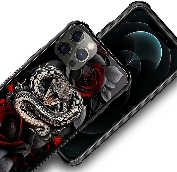 for iPhone 11 Pro Max Case, Entwined Rose Snake Pattern Graphic Design Girl Boy - Image 4