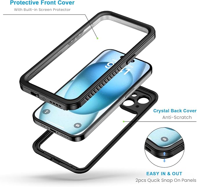 Lanhiem Magnetic for iPhone 15 Case, Waterproof Dustproof Cover, Full Body - Image 3