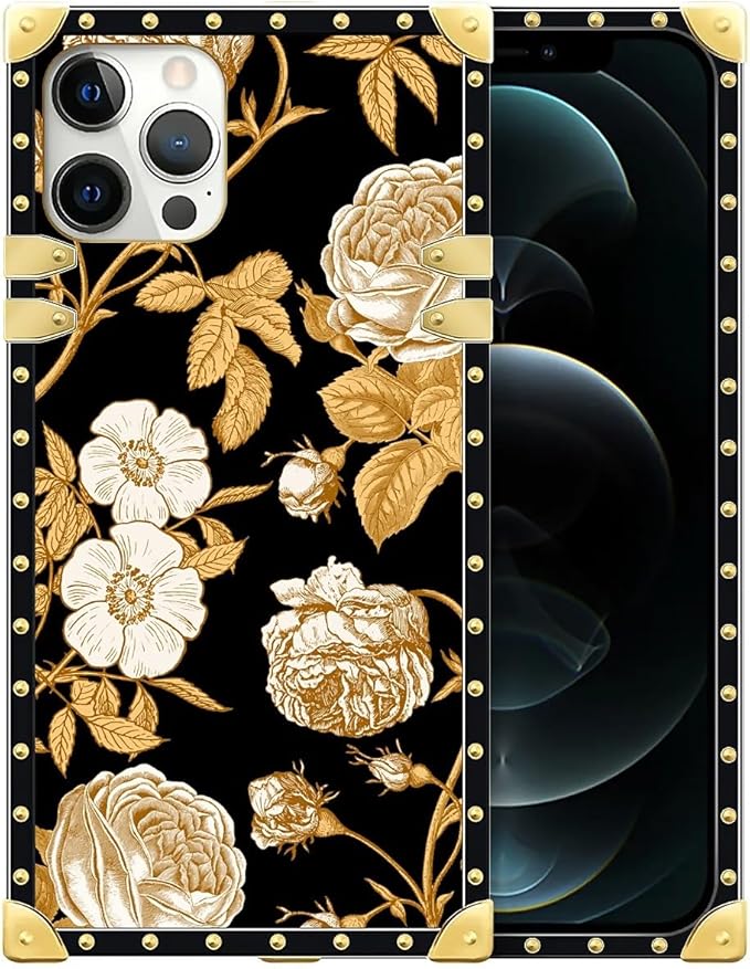 Compatible with iPhone 12 Pro Max Case, Blooming Rose Golden Flower Luxury by Unknown