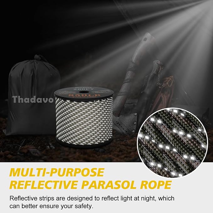 850Ib Reflective ParachuteRope, 50/100/200/500/1000ft 4MM 11 Strand Cords - Image 4