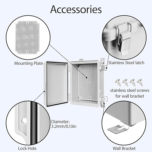 LeMotech Electrical Box, IP67 Waterproof Hinged Cover Stainless Steel Latch - Image 4