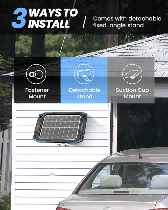 BALDR 12V Solar Battery Charger, 13W Waterproof Dual Sided Battery Maintainer - Image 6