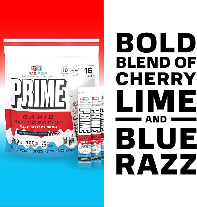 Prime Rapid Rehydration Electrolyte Powder Sticks, Ice Pop, Sugar Free - Image 3