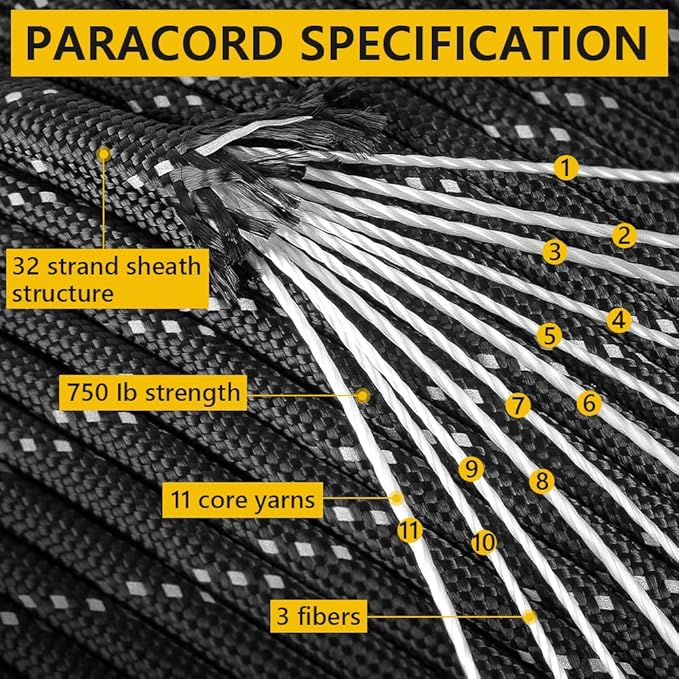 750Ib Reflective Paracord Rope, 4mm 11 Strand Parachute Spool Cord - Image 2