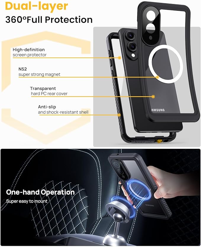 Lanhiem Magnetic for Samsung Galaxy S25 Edge Phone Case, IP68 Waterproof - Image 5