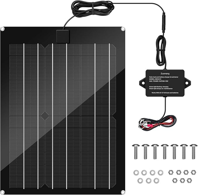 Solar Battery Charger Maintainer, Zuomeng 15W Solar Panel Kit by Zuomeng