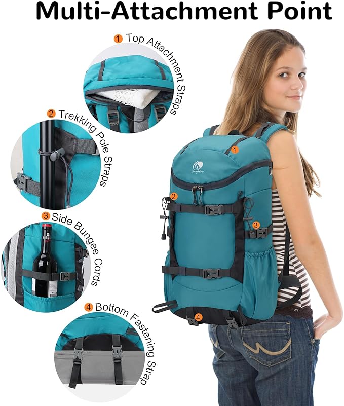 30L Skateboard Backpack for Men Women, Waterproof Hiking Backpack - Image 4