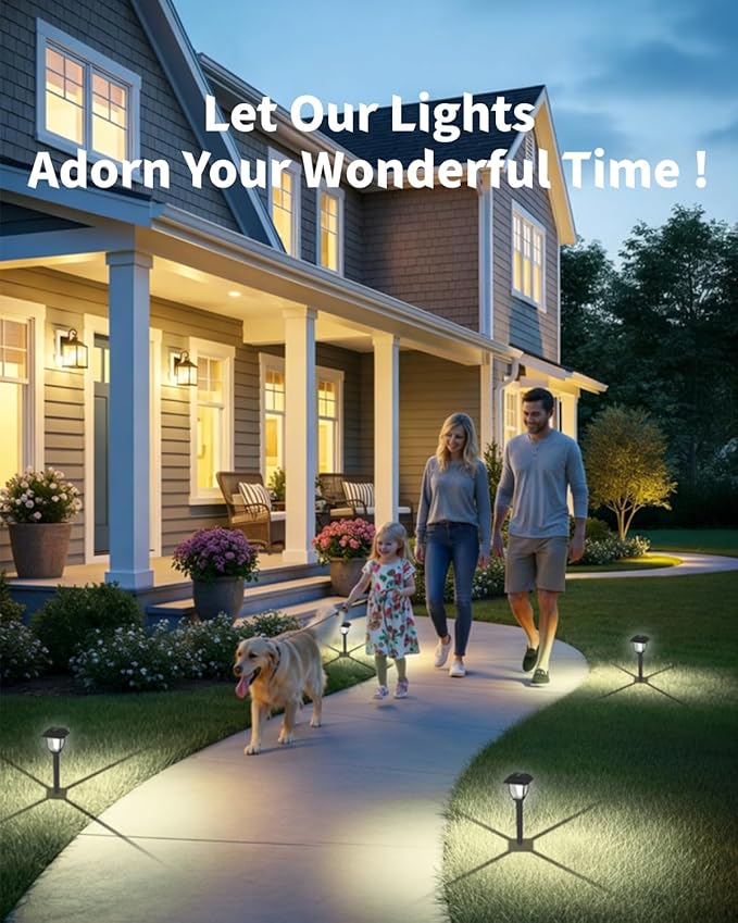 Solar Pathway Lights 2 Pack Mini Outdoor 3000K Bright Auto On/Off Solar Garden - Image 2