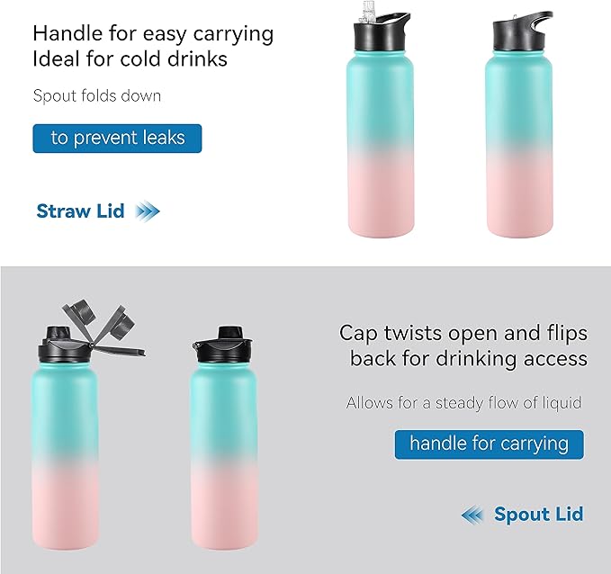 VEGOND 40 oz Insulated Water Bottle Bulk Stainless Steel Metal Water Bottles - Image 5