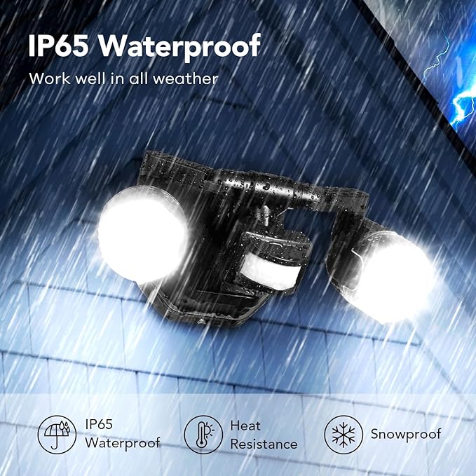 OREiN Motion Sensor Outdoor Security Light, Adjustable Dual-Head LED Flood Light - Image 8