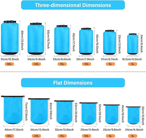 6 Pcs Waterproof Dry Bag Sack Lightweight Outdoor Dry Bags 35 L, 20 L, 15 L - Image 2