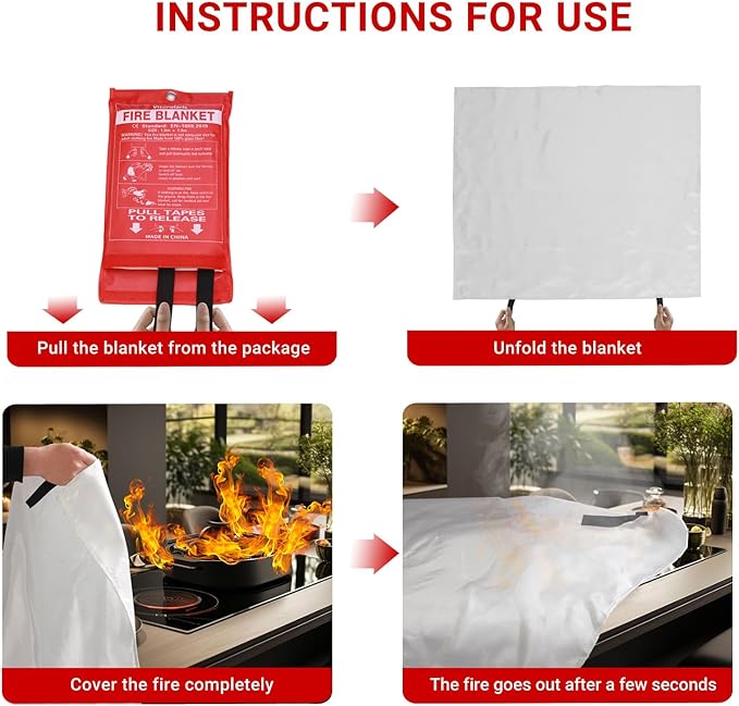Heavy-Duty Emergency Fire Blanket, 1 Pack – Fireproof Fiberglass Blanket - Image 5