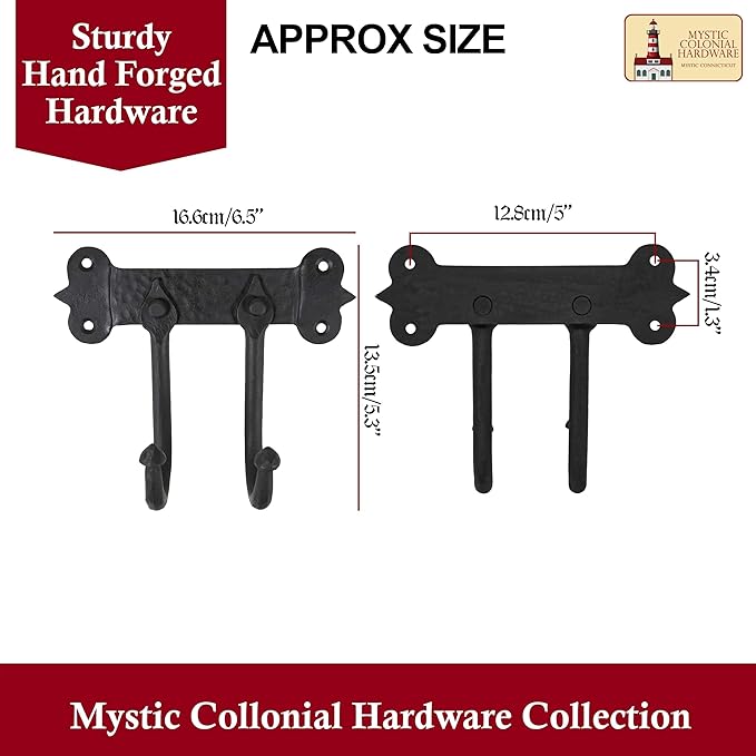 Mystic Colonial Rustic Cast Iron Wall Hanger – Heavy Duty Retro Utility Hooks - Image 3