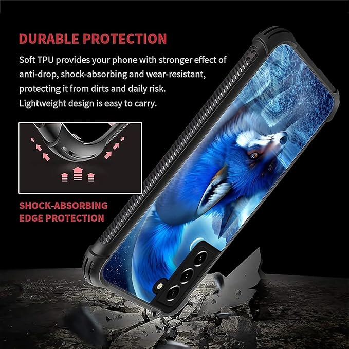 for Samsung Galaxy S21 Plus Case, Snowy Mountain Fox Lake Pattern Graphic - Image 2