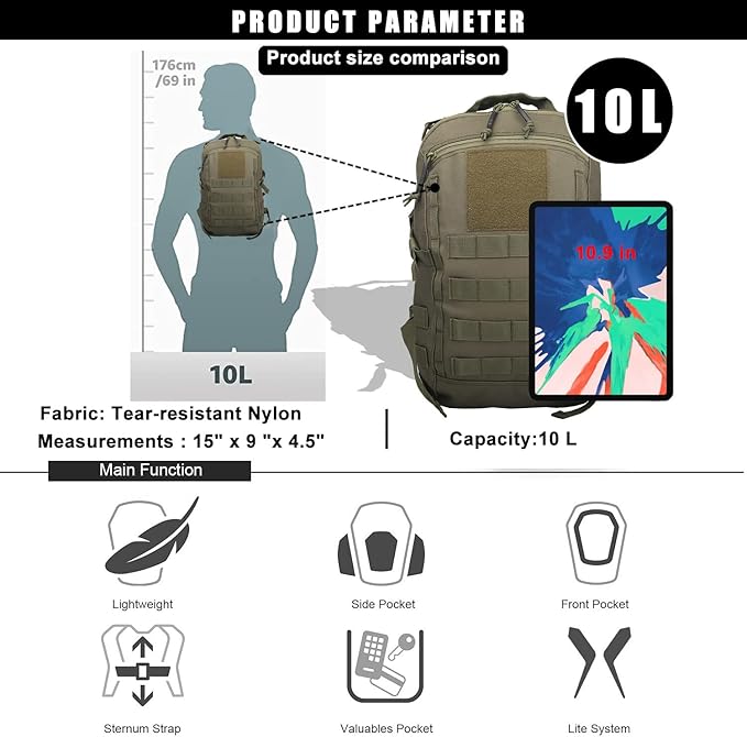 Miramrax 12L Small Backpack Day Pack - Image 6