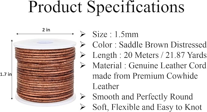 GENIQUE Real/Genuine Round Leather String Cord - Image 3