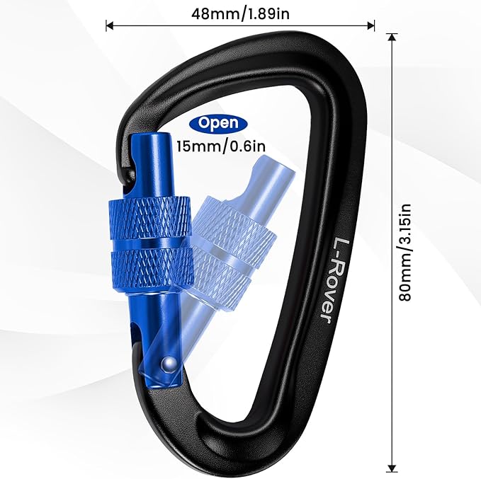 3 Heavy Duty Carabiner Clips 12kN-Lightweight Locking Carabiners - Image 3