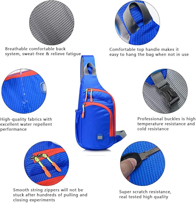 Peicees Small Sling Backpack Waterproof Unisex Shoulder Bag Chest Crossbody - Image 3