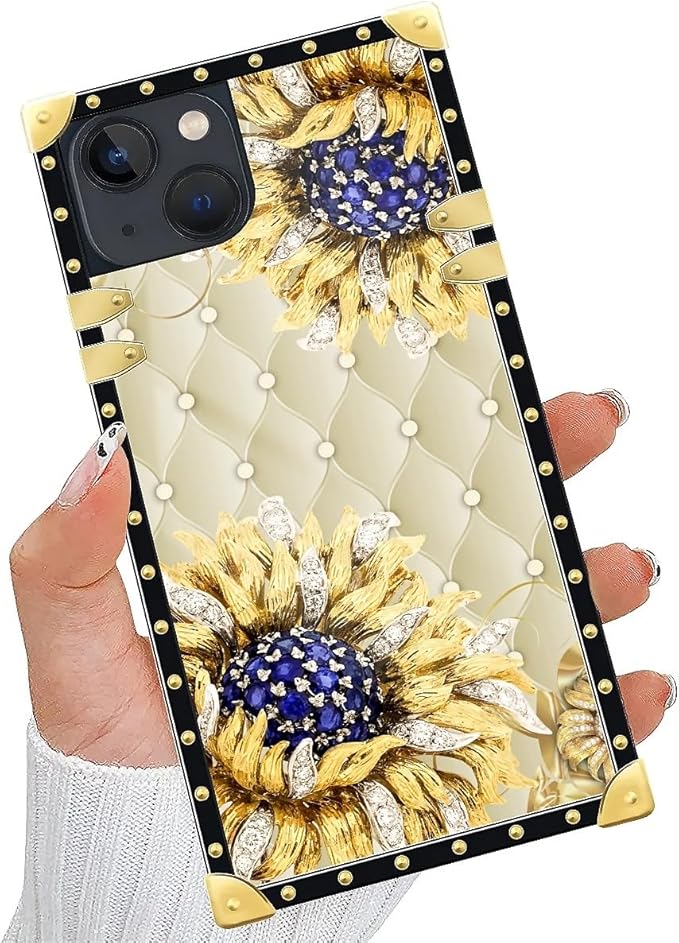 Compatible with iPhone 15 Case, Sunflower Diamonds Leather Luxury Golden - Image 5