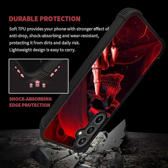 for Samsung Galaxy S23 FE Case, Gestures Funny Skull Pattern Graphic Design - Image 4