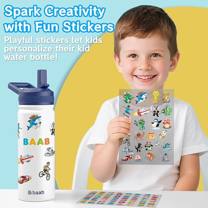 baab 18oz Kids Water Bottle, Insulated Water Bottle - Image 5
