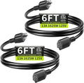 16/3 Black Extension Cord 6 FT Indoor, Short Extension Cord by Seeklyze
