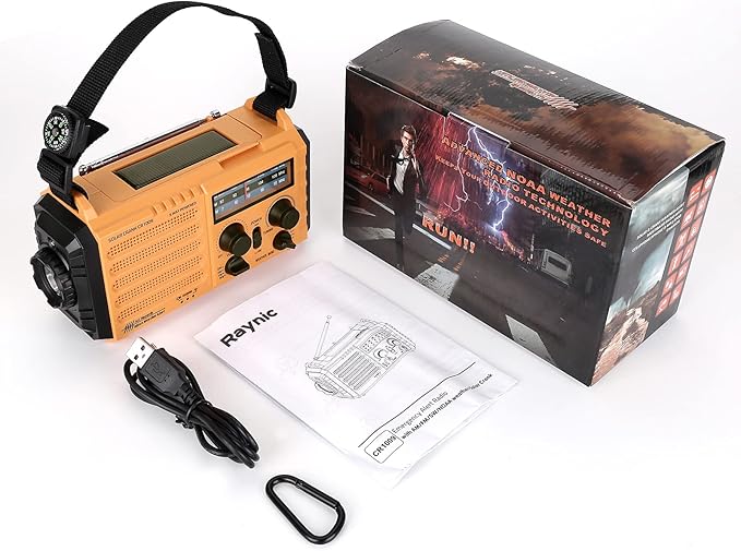 Raynic Weather Radio, 5000mAh/18500mWh NOAA Weather Radio, Solar Hand Crank - Image 7