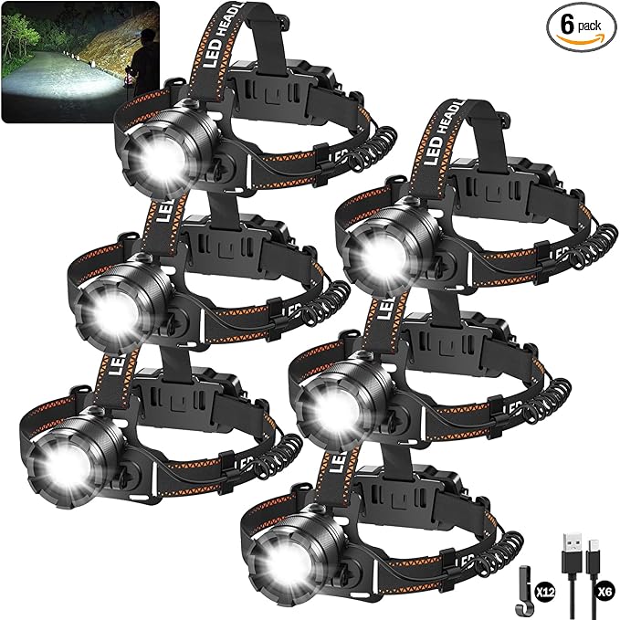 KYEKIO 6Pack Rechargeable Headlamps by KYEKIO